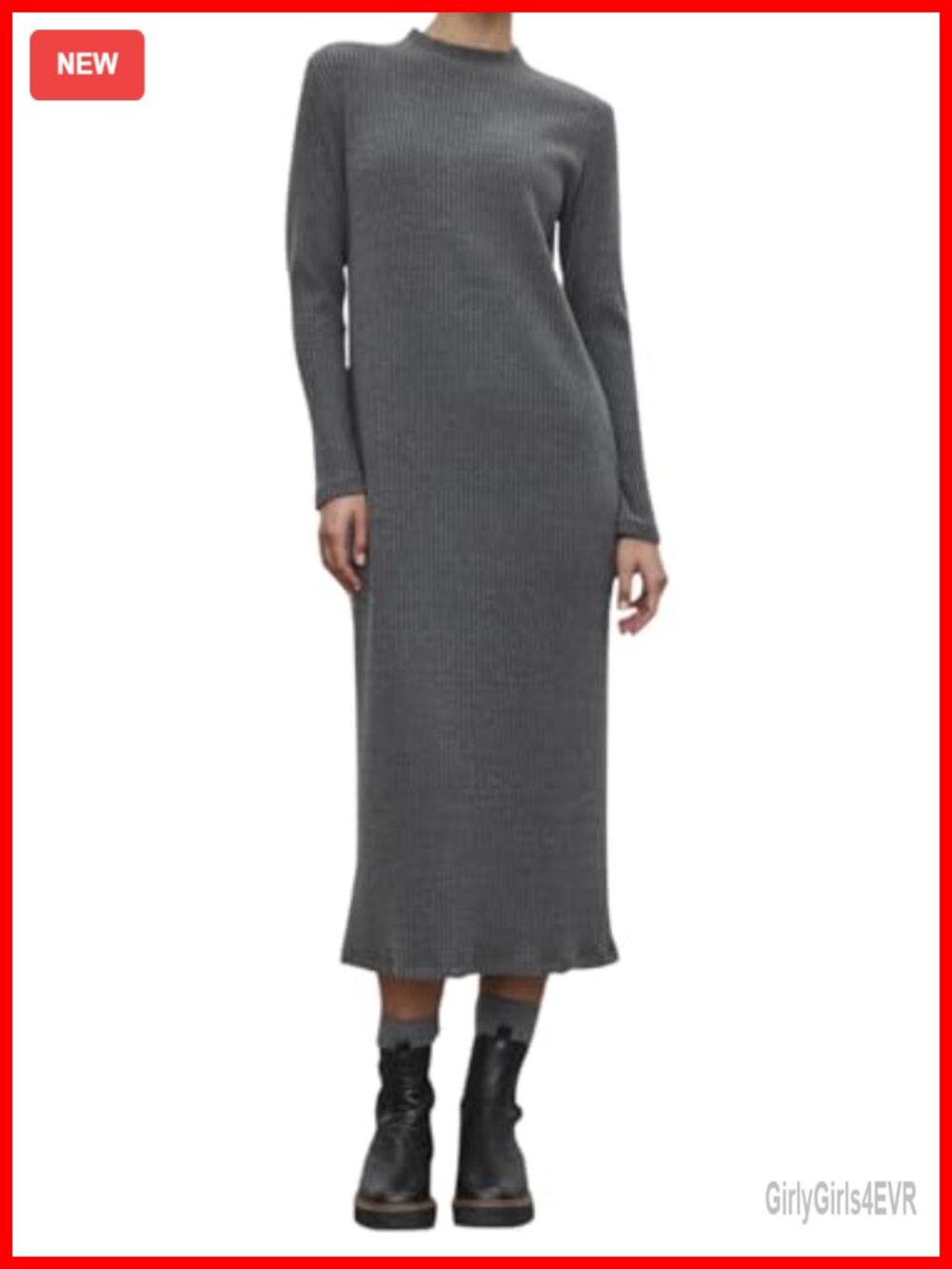 Triblend Cozy Rib Long Sleeve Sheath Midi Dress Backless Strapless